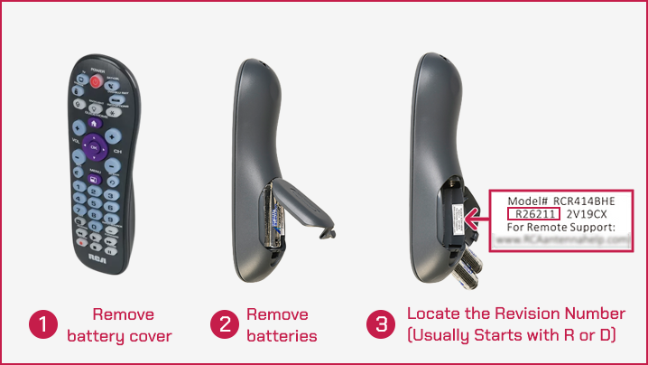 locating rca universal remote revision number