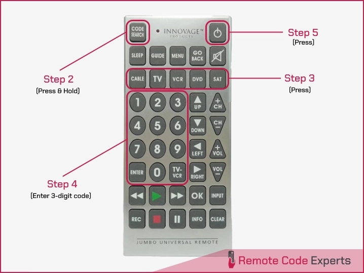 jumbo universal remote direct code entry