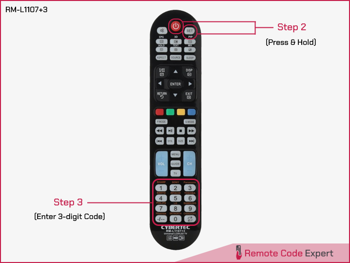 program cybertec universal remote rm-l1107+3