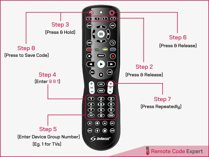 program inteset universal remote without code