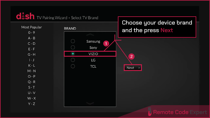 setting up dish remote control to tv