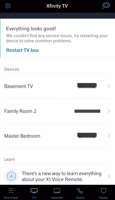 tv tab in xfinity my account app