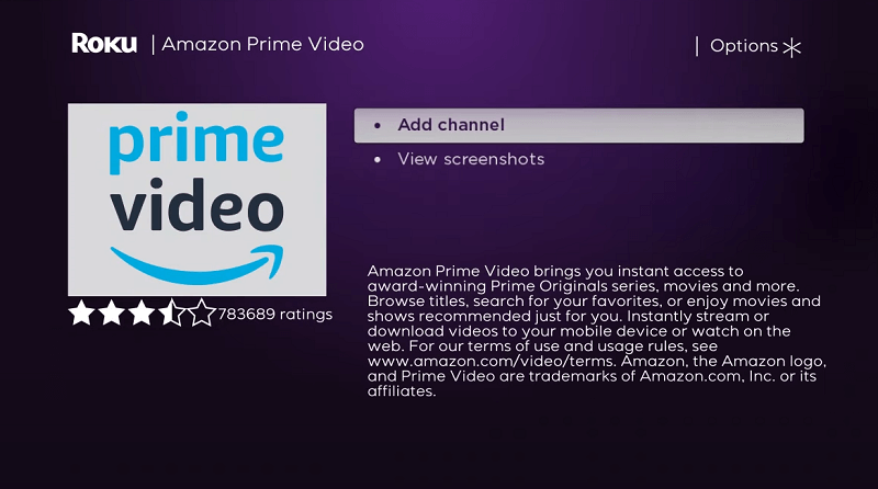 add prime video roku channel