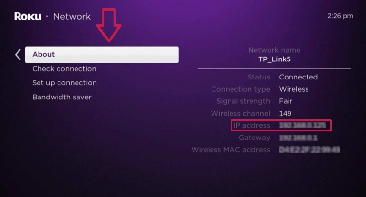 finding roku ip address