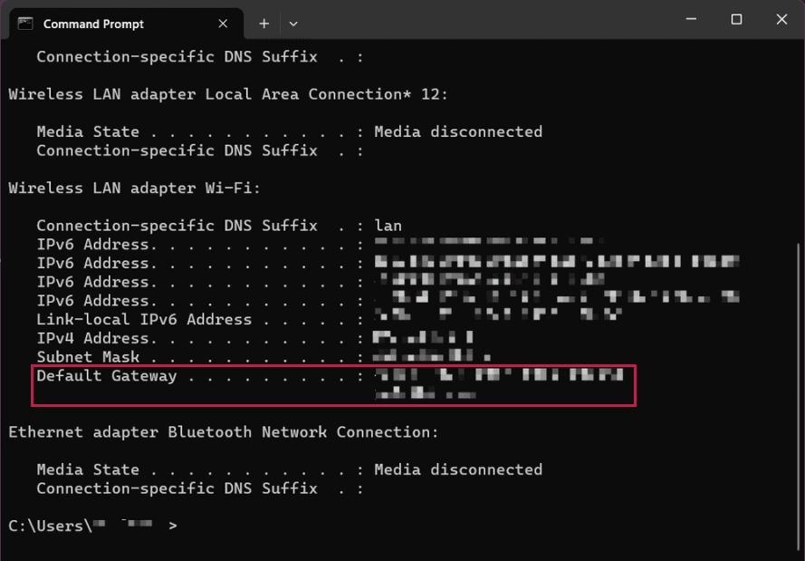 finding router ip address on windows