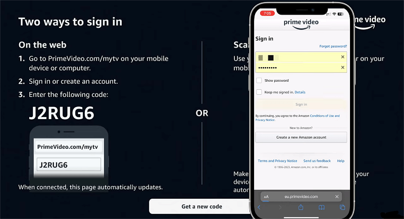 prime video login code