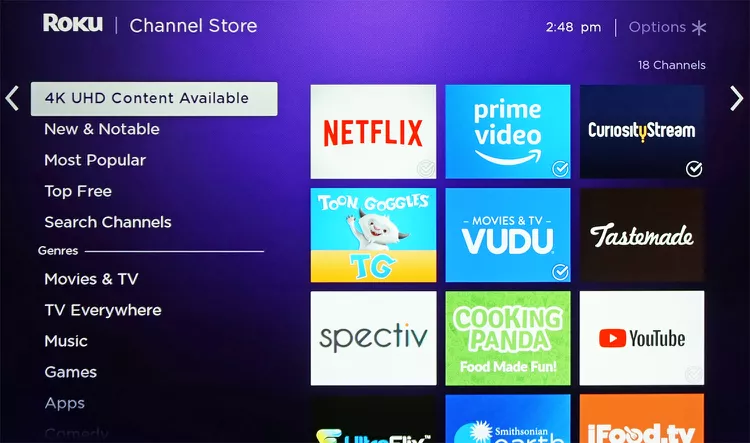 find 4k content on roku