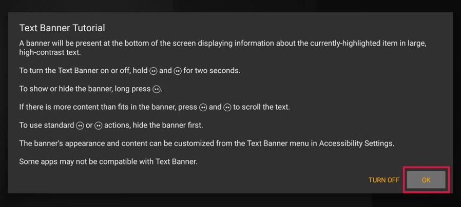 text banner tutorial on fire tv