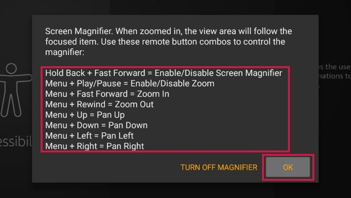 turning on magnifier option